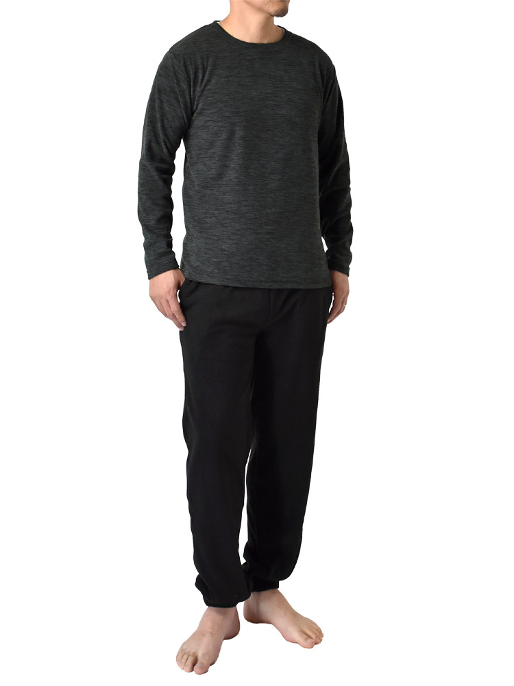 フリース ルームウエア メンズ 上下セット 起毛 パジャマ トレーナー+パンツ 暖 セール mens
