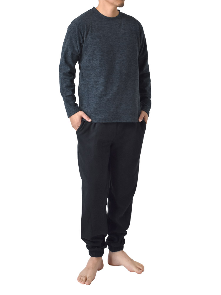 フリース ルームウエア メンズ 上下セット 起毛 パジャマ トレーナー+パンツ 暖 セール mens