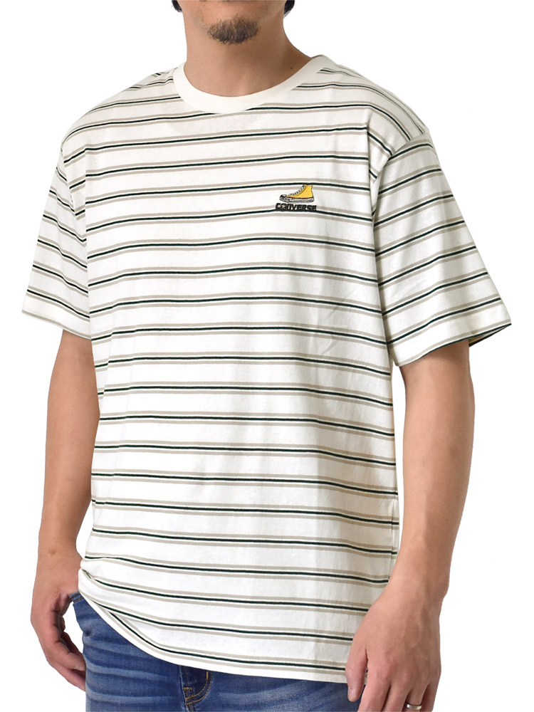 コンバース 半袖Tシャツ ボーダー スニーカー刺繍 綿 アメカジ セール