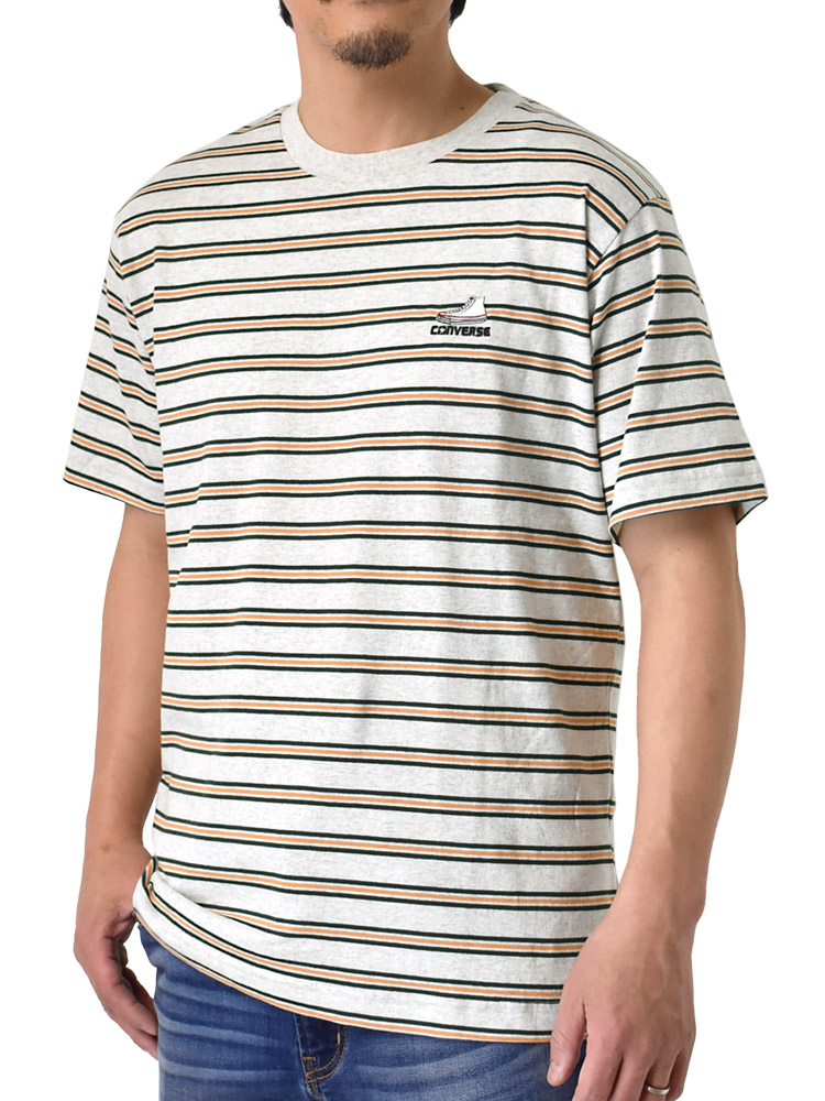 コンバース 半袖Tシャツ ボーダー スニーカー刺繍 綿 アメカジ セール