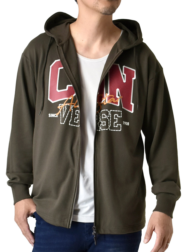 CONVERSE（コンバース） フルジップパーカー メンズ 刺繍 ワイド