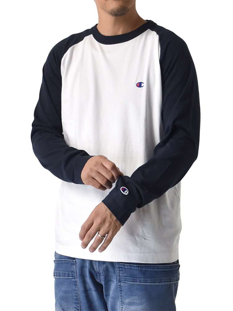 Champion チャンピオン ラグラン長袖Tシャツ ロンT 配色 ワンポイント