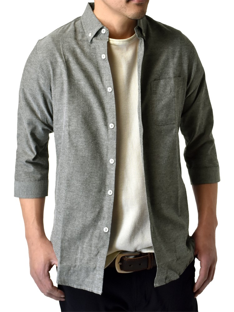 ビジネスシャツ メンズ 7分袖シャツ オックスフォード ボタンダウンシャツ セール｜aruge｜05