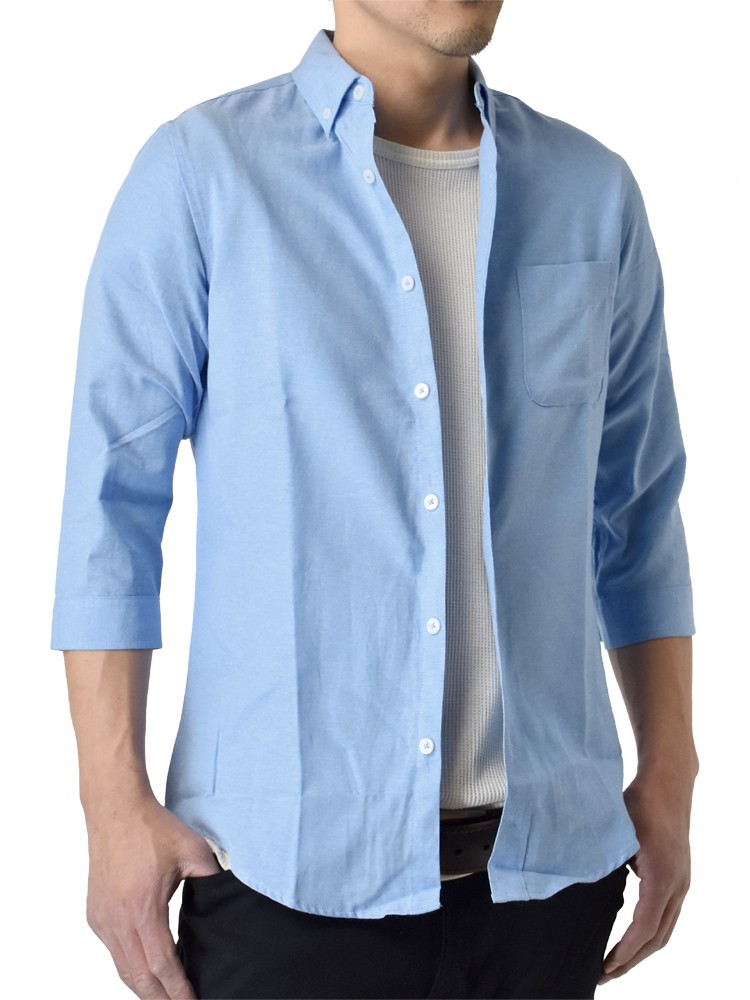 ビジネスシャツ メンズ 7分袖シャツ オックスフォード ボタンダウンシャツ セール｜aruge｜03