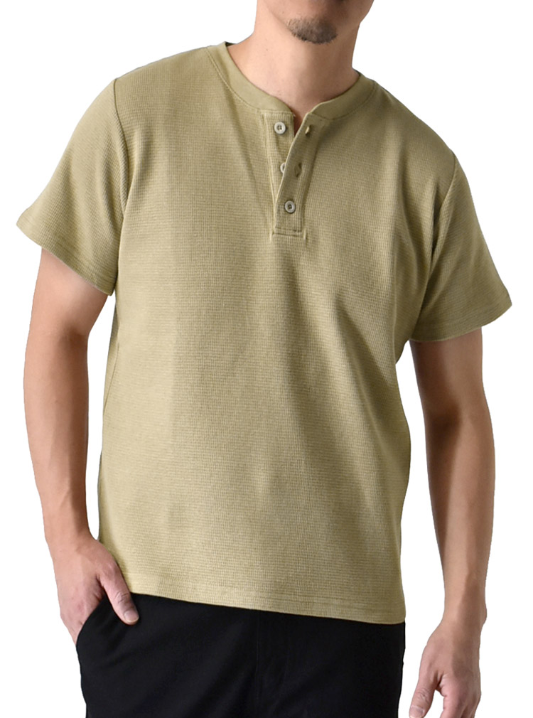 ARUGE（アルージェ） 半袖Tシャツ メンズ ヘンリーネック OEKO-TEX