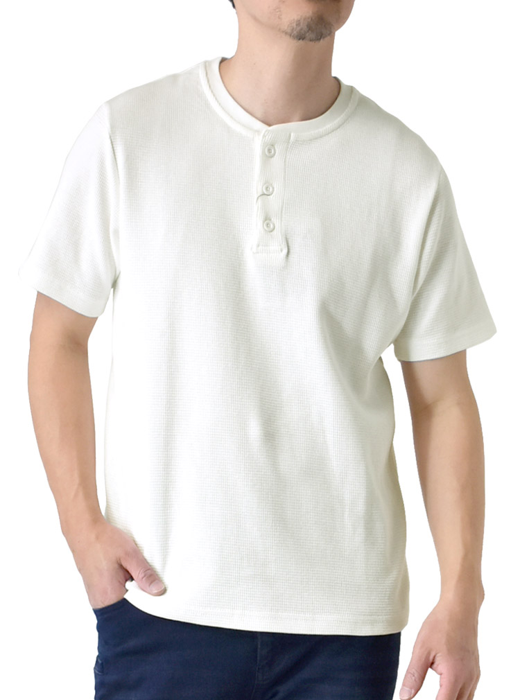 ARUGE（アルージェ） 半袖Tシャツ メンズ ヘンリーネック OEKO-TEX