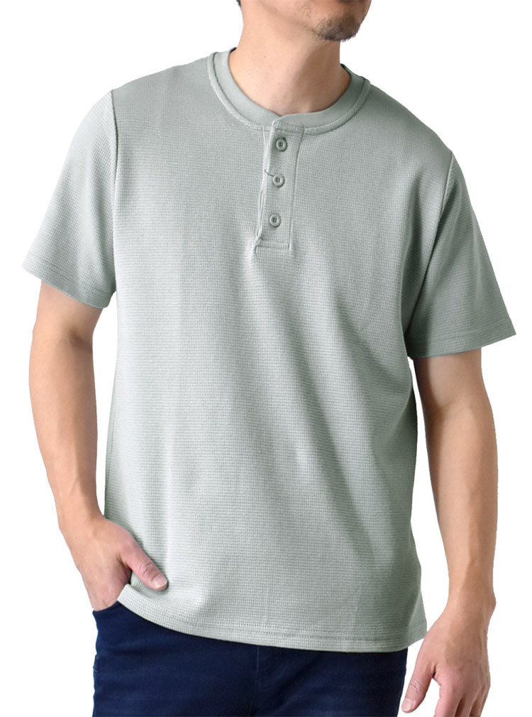 ARUGE（アルージェ） 半袖Tシャツ メンズ ヘンリーネック OEKO-TEX