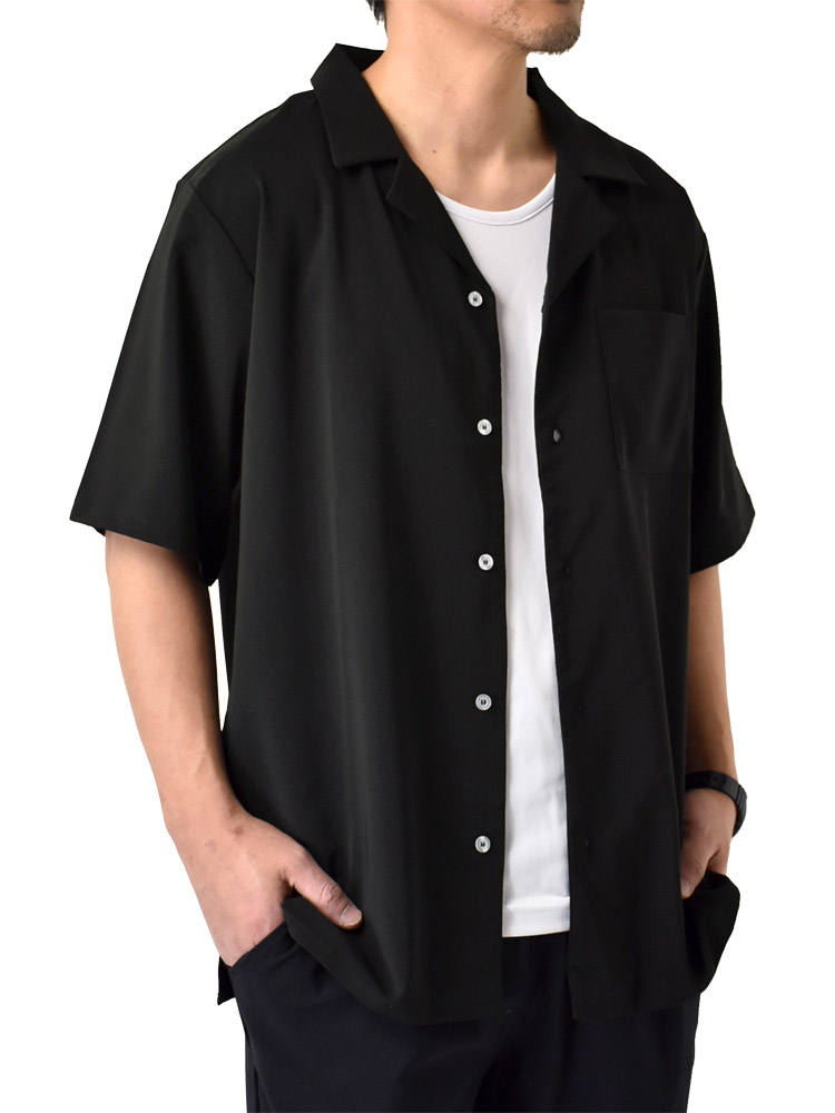 接触冷感 オープンシャツ 開襟シャツ メンズ ドライ 吸汗速乾 UV対策　セール｜aruge｜02