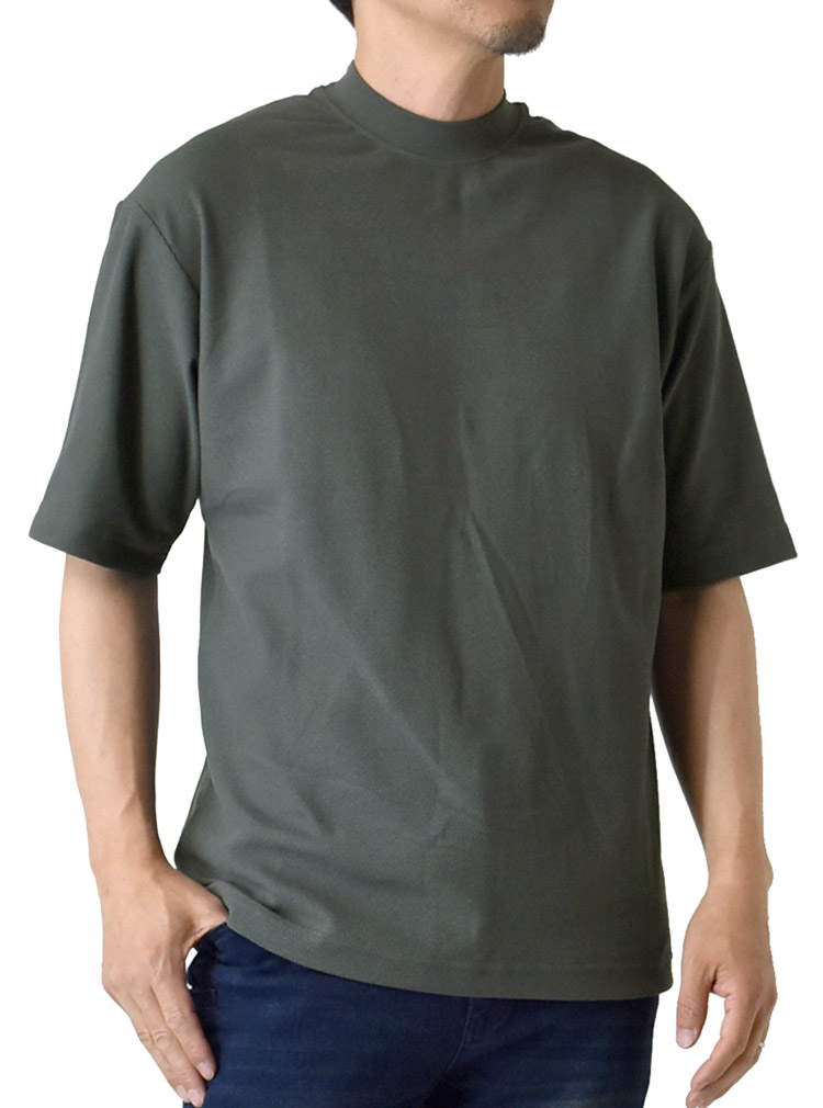 ARUGE（アルージェ） モックネック Tシャツ メンズ 半袖 きれいめ オニ