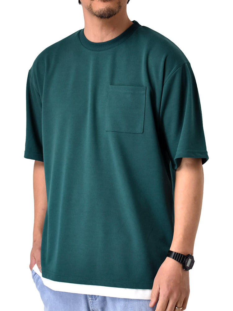 ARUGE ポケット半袖Tシャツ 重ね着風 フェイクレイヤード