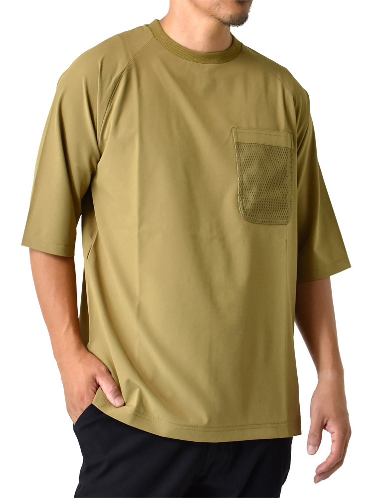 半袖Tシャツ ストレッチ ポケット付 ルーズシルエット アウトドア キャンプ セールvmens