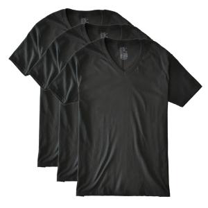 Hanes ヘインズ 半袖Tシャツ メンズ 3Pパック インナーTシャツ Vネック 綿100％ 黒 ...