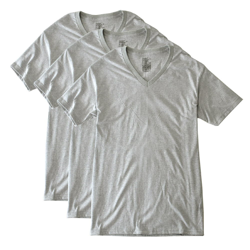 Hanes ヘインズ 半袖Tシャツ メンズ 3Pパック インナーTシャツ Vネック 綿100％ 黒 白 グレー ブラック ホワイト セール｜aruge｜04