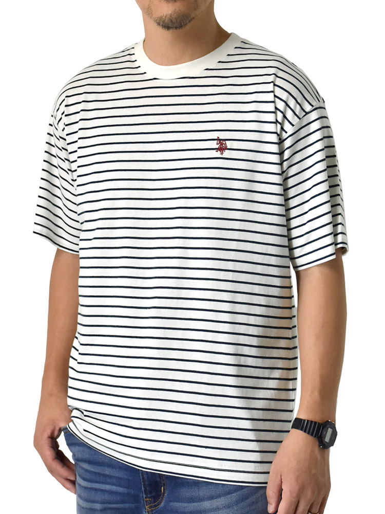 U.S.POLO ASSN.メンズ USポロ ボーダー 半袖Tシャツ メンズ 刺繍 セール