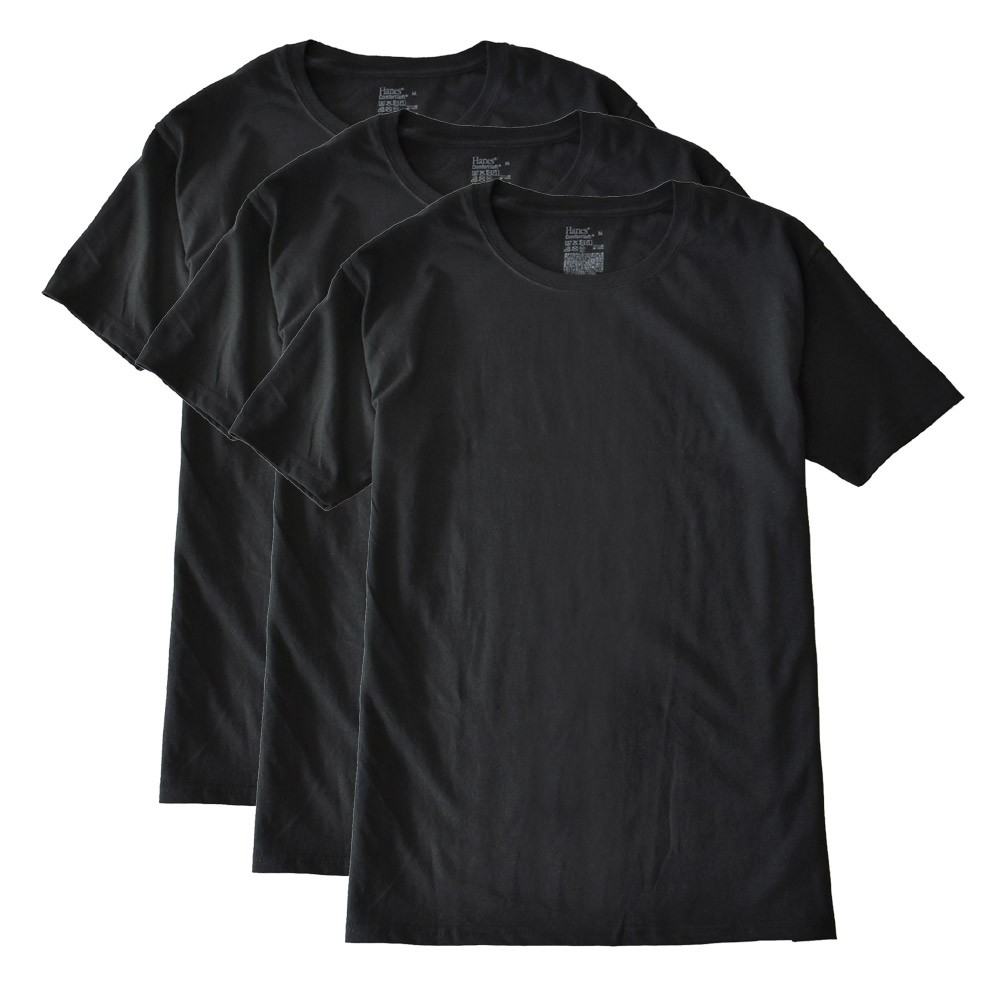 Hanes ヘインズ 半袖Tシャツ メンズ 3Pパック インナーTシャツ クルーネック 丸首 綿100％ 黒 白 グレー ブラック ホワイト セール｜aruge｜02