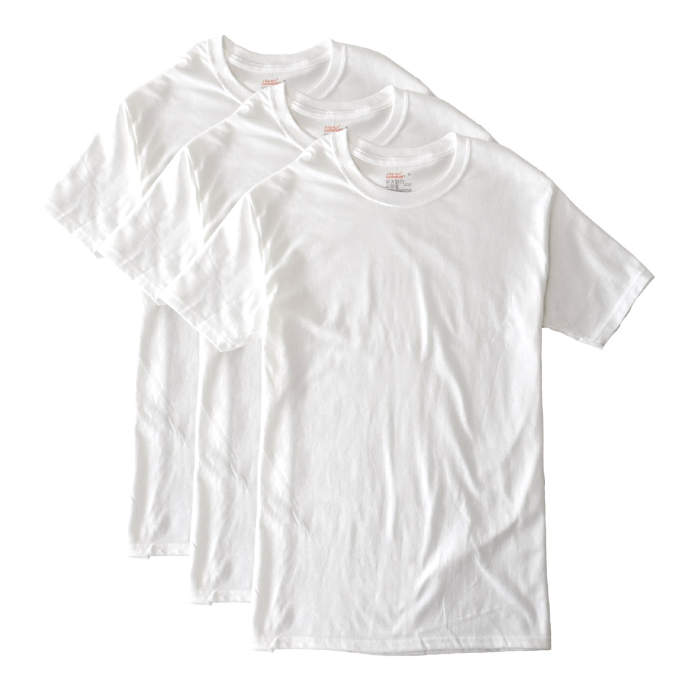 Hanes ヘインズ 半袖Tシャツ メンズ 3Pパック インナーTシャツ クルーネック 丸首 綿100％ 黒 白 グレー ブラック ホワイト セール｜aruge｜04