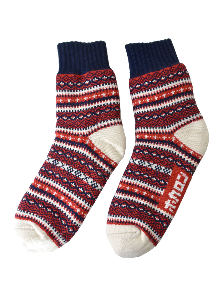 ホカロン 靴下 ソックス レディース 婦人 裏ボア 2重編み 雪柄 ルーム