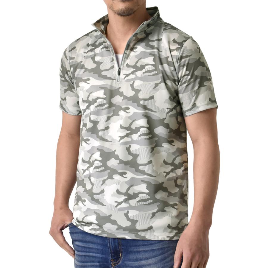 ハーフジップTシャツ 半袖Tシャツ ドライ 吸水速乾 総柄 選べる2柄 軽量 ゴルフ セール｜aruge｜03