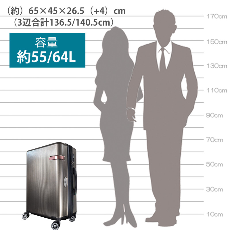 JAL 鶴丸ロゴ スーツケース エキスパンダブル 容量拡張 J7871-58