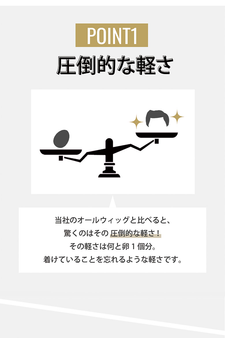 圧倒的に軽い部分ウィッグです。