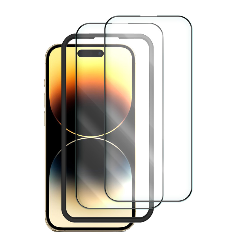 iPhone ガラスフィルム 貼付けガイド枠付き 2枚入り 強化ガラス 液晶保護フィルム 14Pro 13Pro 12Pro 11Pro Max Plus se XS｜aruz｜02