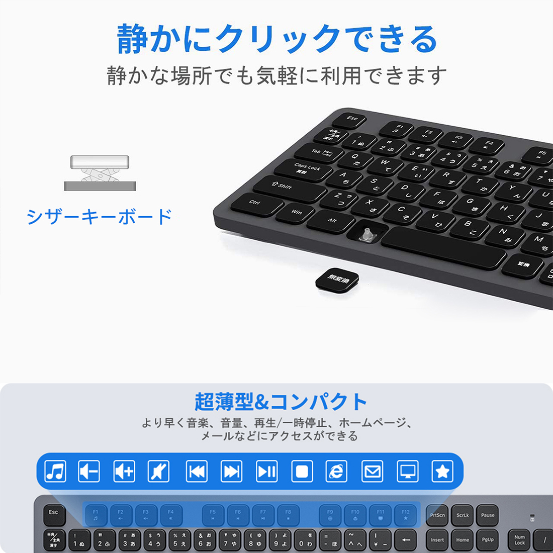 キーボード ワイヤレスキーボード Bluetooth 2.4Ghz 無線キーボード USB 充電式 薄型 静音 日本語配列 持ち運び便利  Windows/Mac OS/Hackintosh対応 :keybd:アロバスSHOP - 通販 - Yahoo!ショッピング