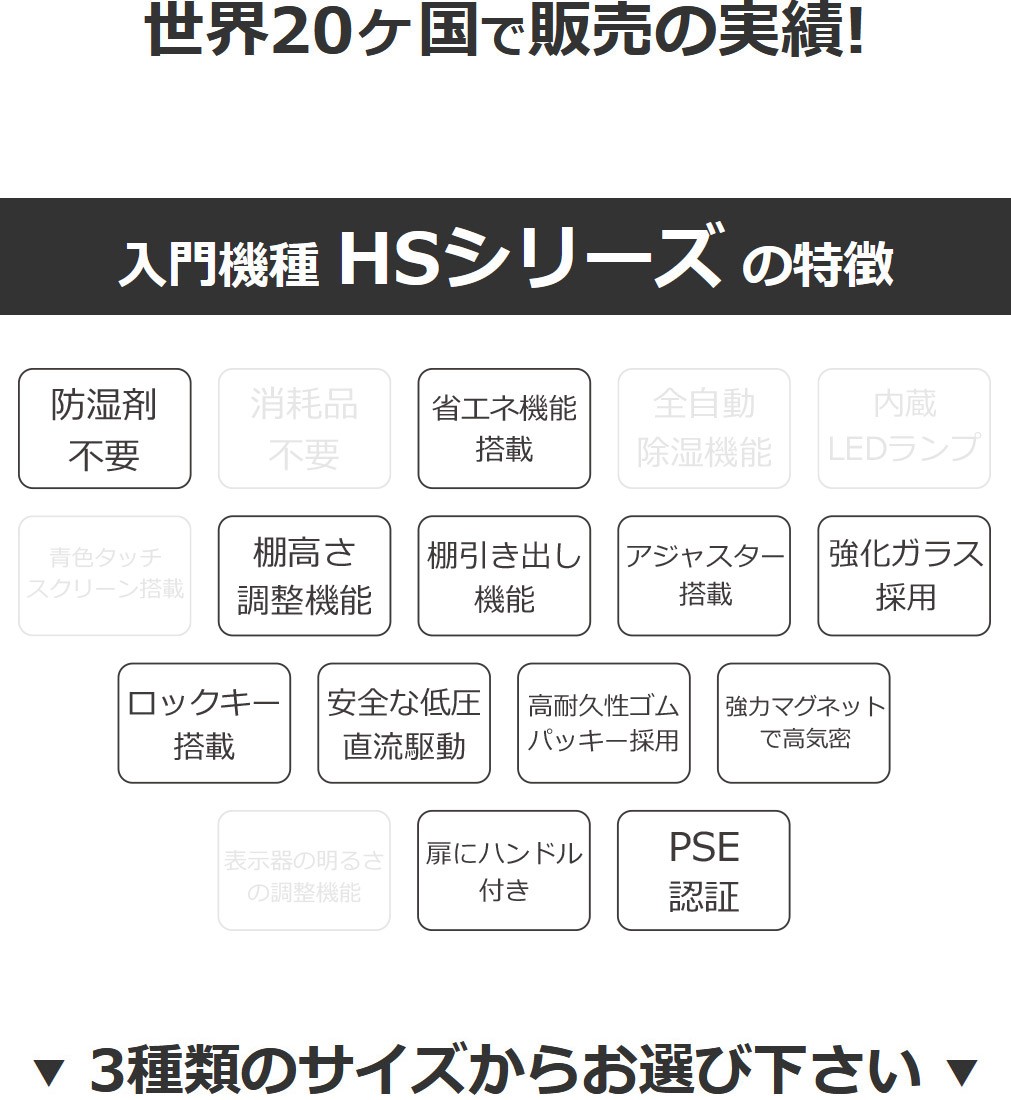 HOKUTO防湿庫・ドライボックス HS41L 引き出し棚装備 5年保証 送料無料