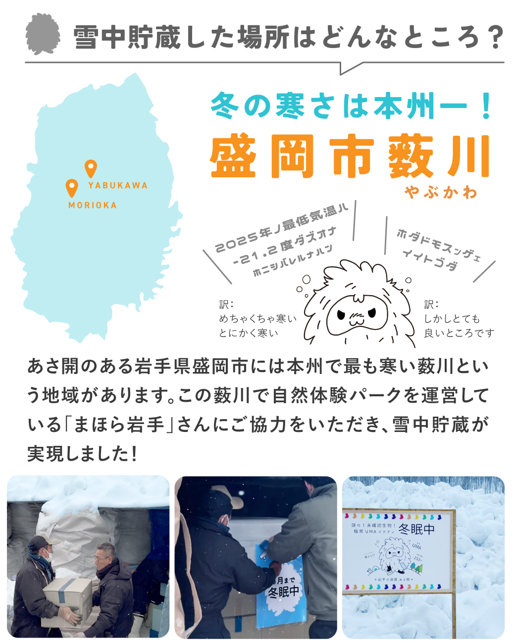 雪中貯蔵した場所は本州一寒い薮川という場所