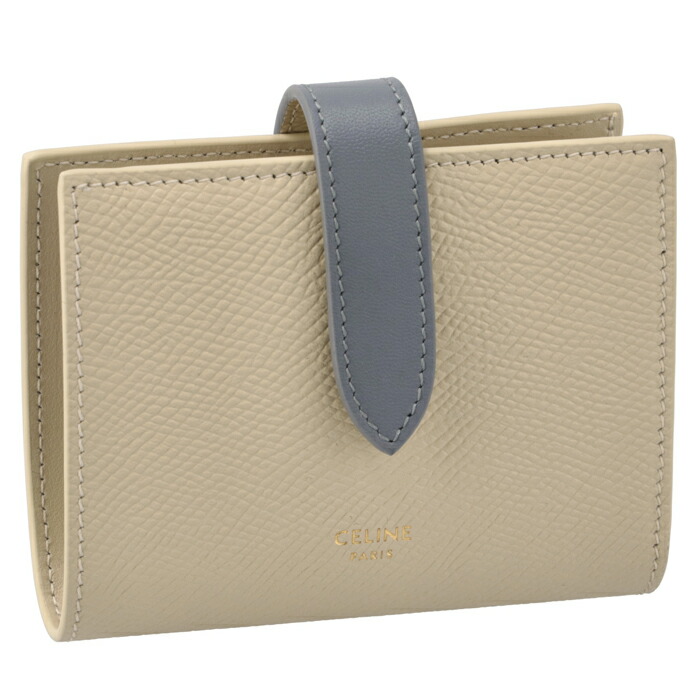セリーヌ レザー スモールストラップウォレット 二つ折り財布 CELINE - CELINE 財布 二つ折り TRIOMPHE スモール ストラップ