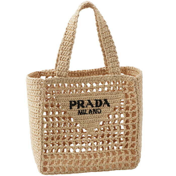 PRADA プラダ ラフィアトート トライアングルロゴ ストロー