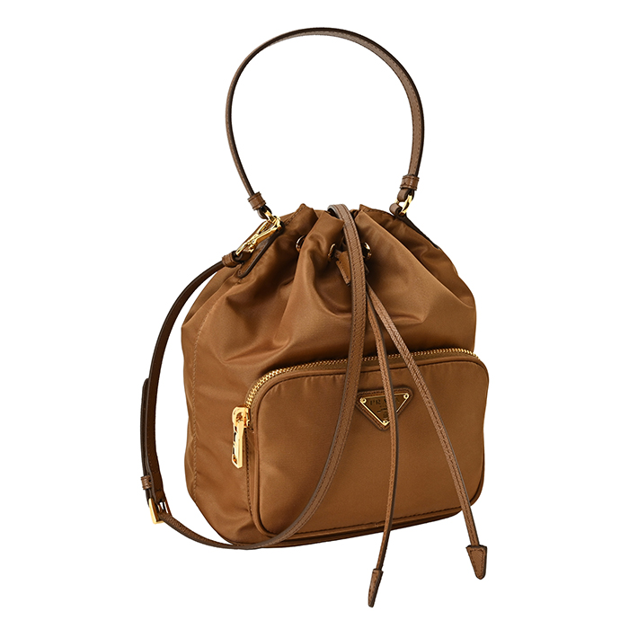 PRADA プラダ ハンドバッグ バケットバッグ 巾着 2WAY ショルダーバッグ ナイロン レザー ピンク ゴールド金具 1BH038 PRADA（プラダ） 【並行輸入品】 ハンドバッグ デュエット Re-Nylon