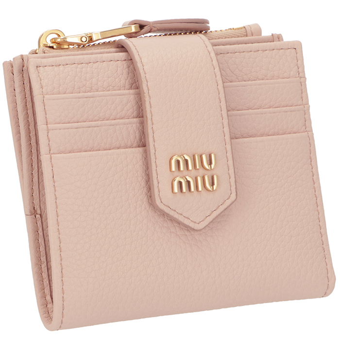 MIU MIU ミュウミュウ レザー 二つ折り長財布 ベージュ　5MV027 miu miu（ミュウミュウ） 【並行輸入品】 財布 二つ折り レザー タブ