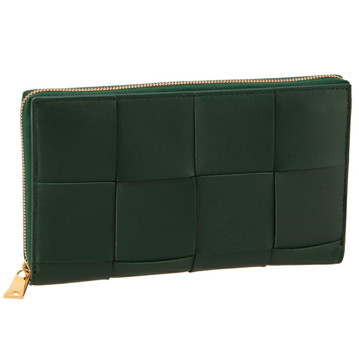 新品に近い 箱付 ボッテガヴェネタ カセット ラウンドファスナー 長財布 深緑 BOTTEGA VENETA 長財布 CASSETTE ラウンドファスナー長財布