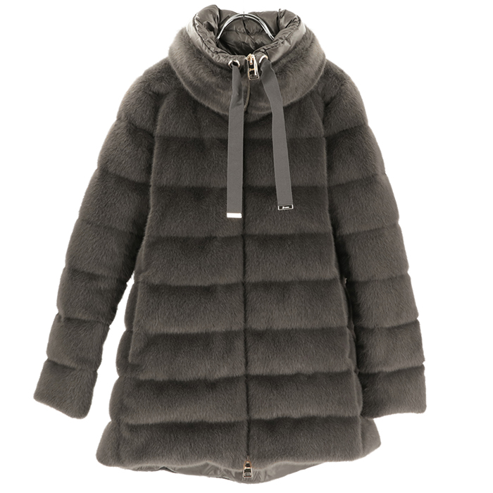 【並行輸入品】 HERNO レディース ダウンコート A-SHAPE IN FAUX FUR スタンドカラー PI002123D 12630の画像