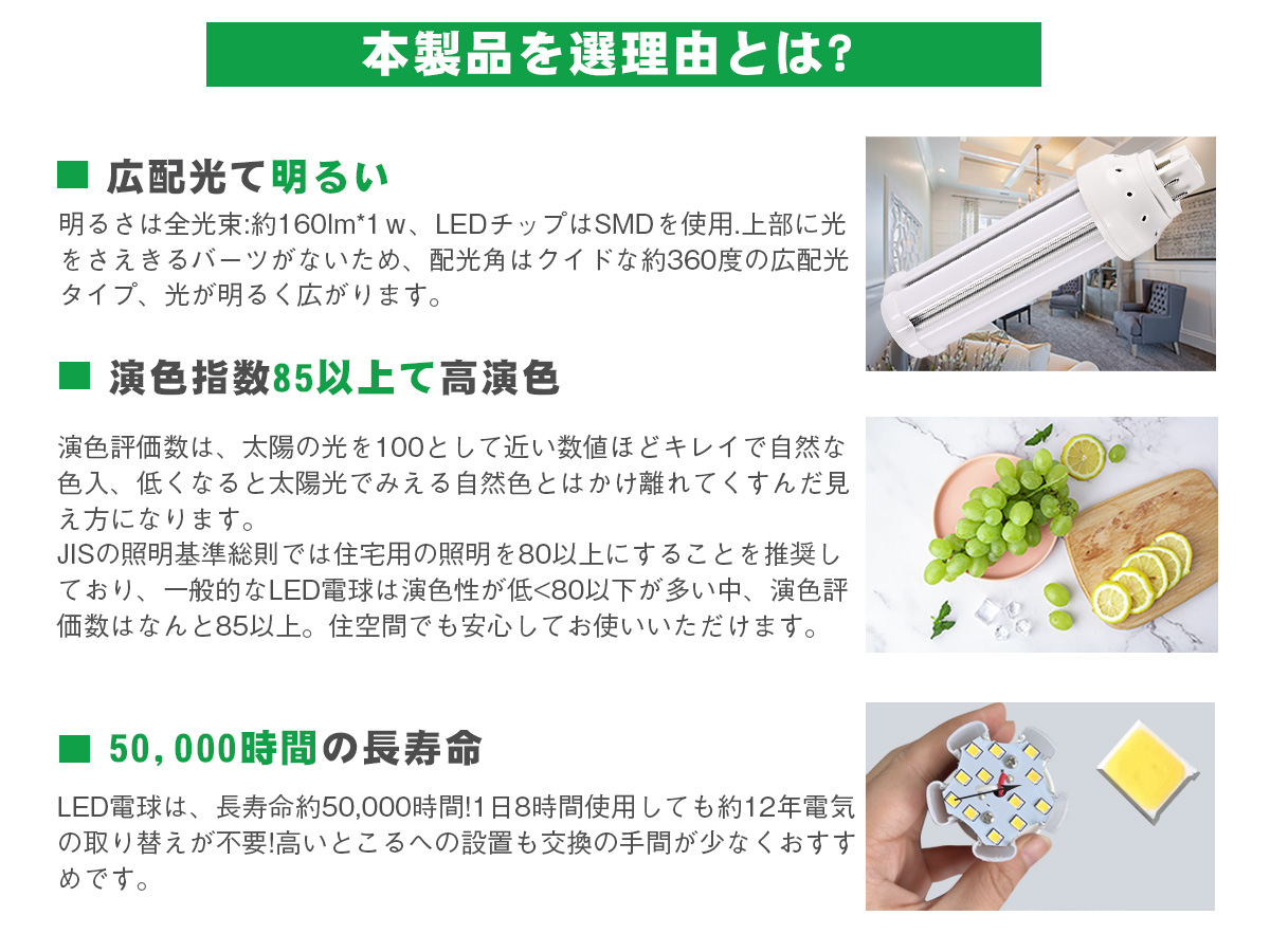 二年保証】ledコンパクト蛍光灯 FHT24EX形 10W グロー式工事不要
