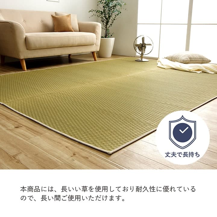 い草ラグ カーペット DXプレーン 長方形 日本製 国産 自然素材 滑り止め加工 市松柄 消臭 シンプル 約191×300cm ホットカーペット対応 床暖房対応 和室