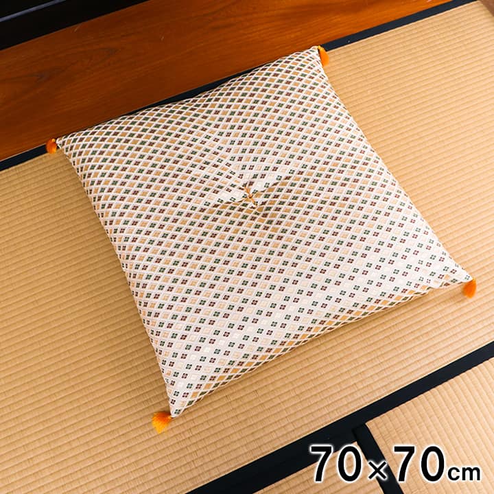 い草座布団 日本製 御前座布団 金襴 白虎 約70×70cm 仏前 クッション性 低反発座布団 国産 法事 お盆 贈り物 金襴 和室 夏 抗菌防臭 調湿 消臭 空気清浄 豪華の画像
