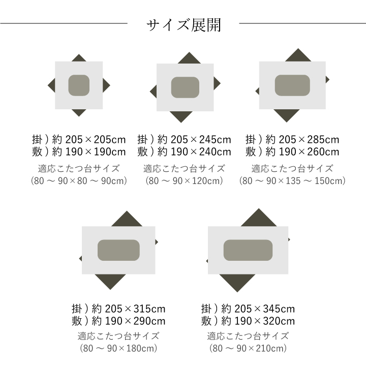 日本製 こたつ布団セット 和柄 万葉 長方形 大判 約205×345cm 掛け布団 敷き布団 デザイン柄 和モダン 洗える 手洗い こたつ厚掛敷布団 セットの画像