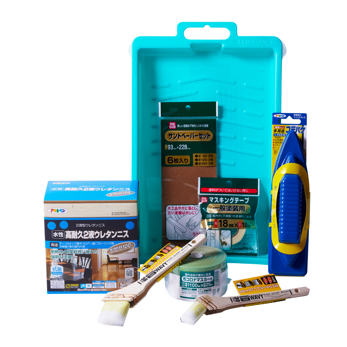 アサヒペン テーブル塗装Bセット 水性高耐久2液ウレタンニス 600g 塗料