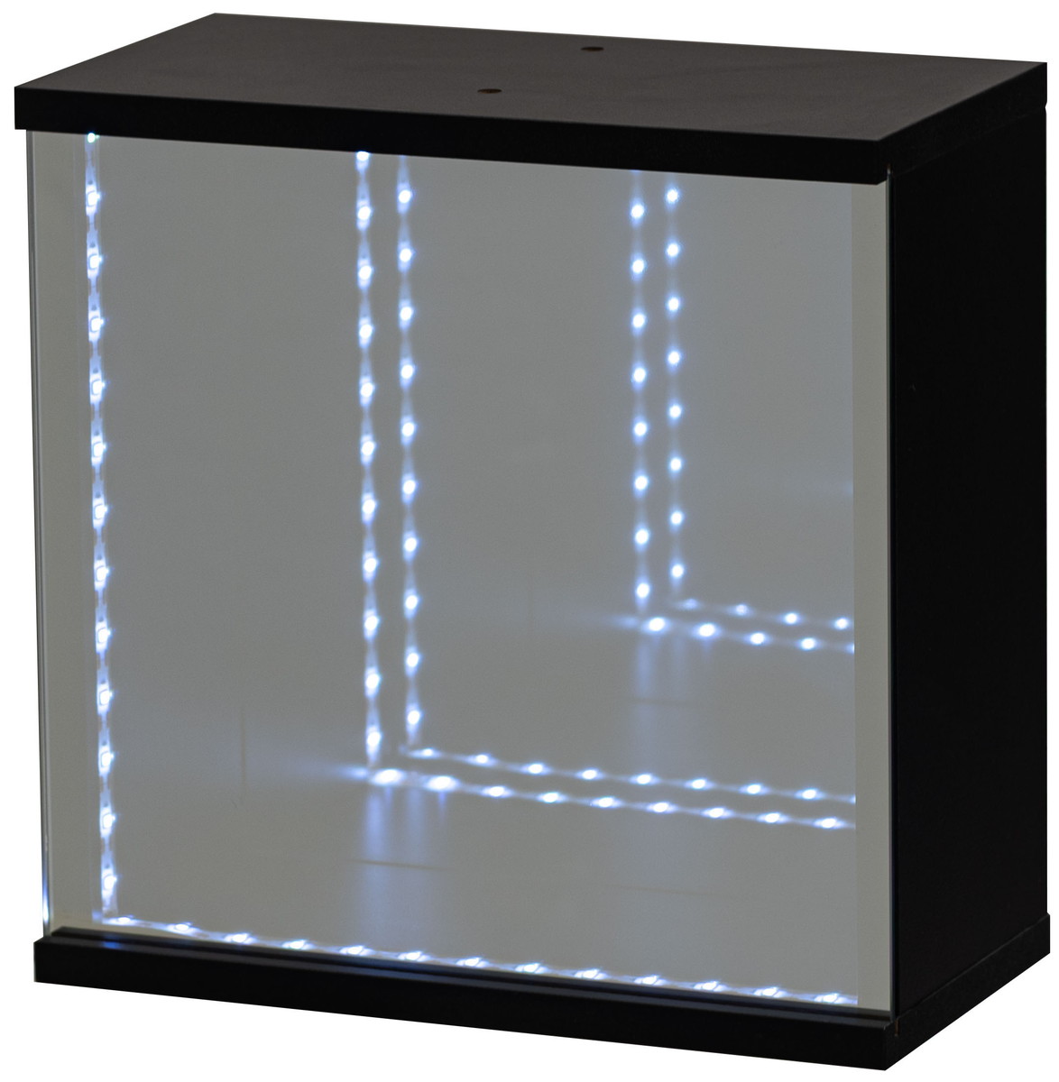 長方形 ガラスミラー 装飾付き 東谷 マジックミラーボックス LED付 ブラック ホワイト MMC-009BK MMC