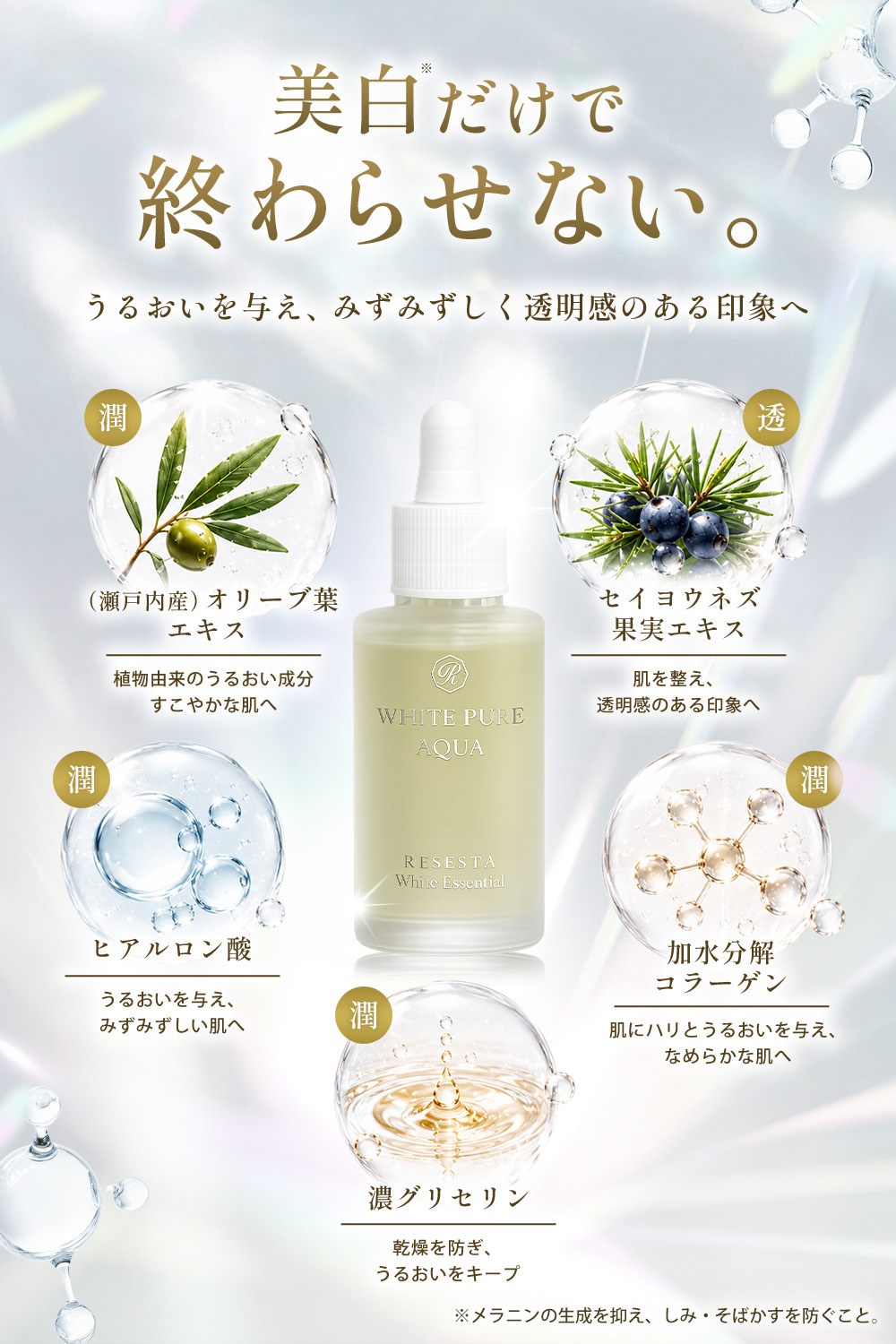 美白 美容液 プラセンタ RESESTA WHITE PURE AQUA しみ そばかす シミ