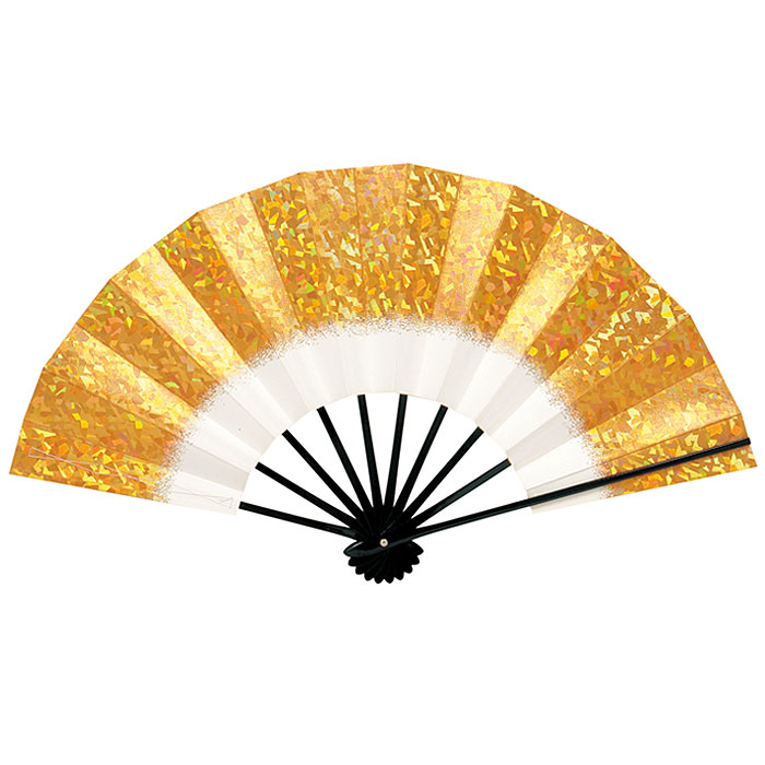 舞扇子 金ホロ箔 扇子箱付 日本製 日本舞踊 （o舞2257） ゴールド 舞踊