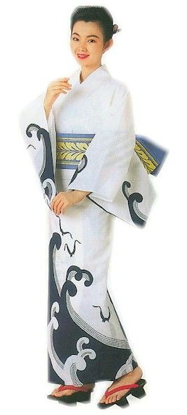 新品 和布流 浴衣 反物 444 白 黒 綿 絽 波 ゆかた 浴衣 反物 白 波 カモメ メンズ レディース 絵羽 ゆかた 祭 （s