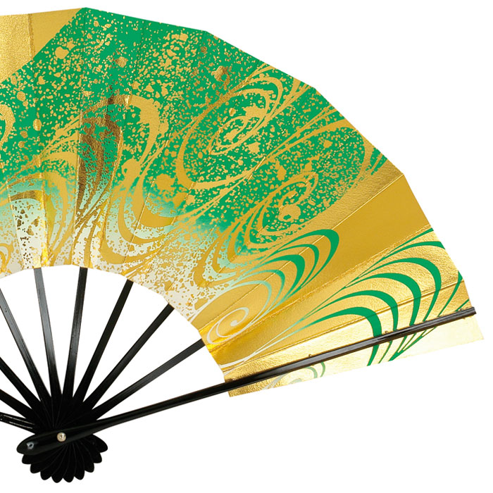 仕舞扇 舞扇子 緑 流水 金 扇子箱付 日本製 日本舞踊 （o舞2275） 舞踊