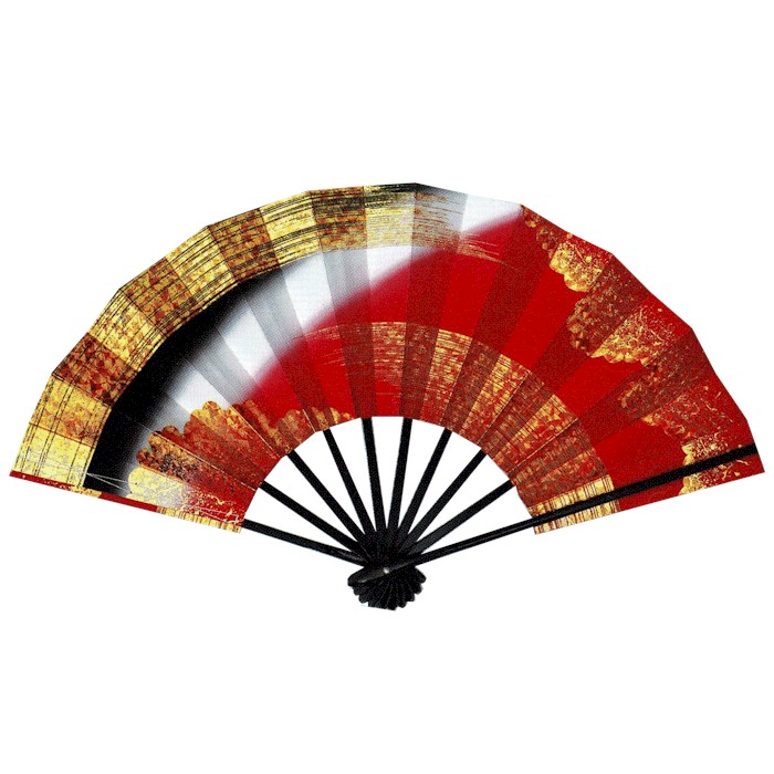 舞扇子 金ホロ箔 赤 金 扇子箱付 日本製 舞踊 扇子 舞扇 踊り （白川
