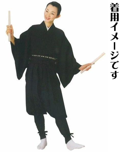 たっつけ袴 黒 無地 南京玉すだれ 手古舞 袴 （s歓8710） 仕立上がり