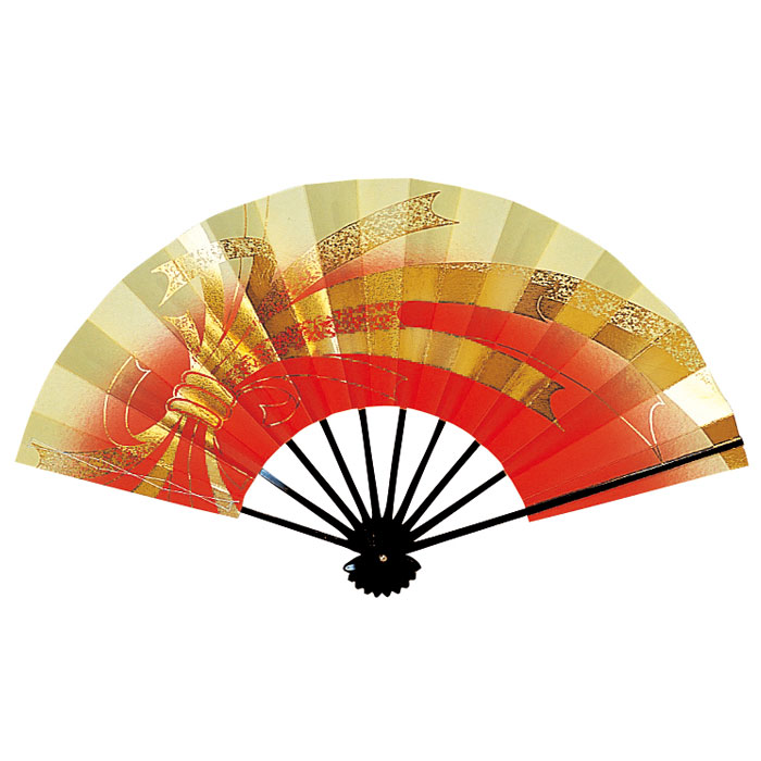 舞扇子 熨斗 金 朱赤 のし 扇子箱付 日本製 日本舞踊 （o舞2240） 舞踊