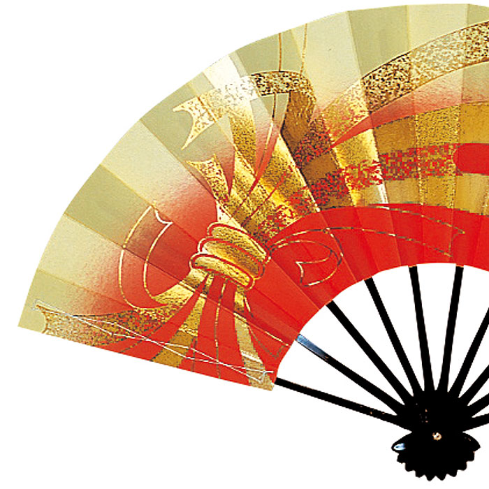 舞扇子 熨斗 金 朱赤 のし 扇子箱付 日本製 日本舞踊 （o舞2240） 舞踊