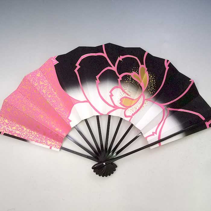 #日舞　舞扇子2本　 若柳流 他　ピンクとグレー 花柄 舞扇子 桜 金 赤 黒塗り 日本製 日本舞踊 （g愛1450） 安い 舞扇