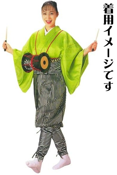 たっつけ袴 銀 黒 箔押 縞 南京玉すだれ 手古舞 袴 （s策8707） 仕立